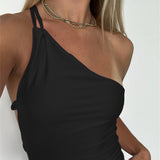 Women Tops Summer Top Backless Lace up Suspenders (Csm202404)