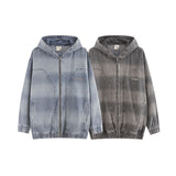 Men Hoodie Gradient Denim Jacket Hiphop Hooded Sweater Men