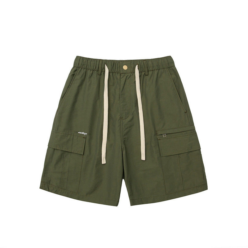 Men Shorts Retro Workwear Shorts Straight-Leg Pants Loose Leisure Pants