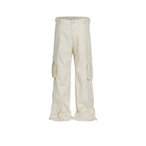 MIJKO Men's Vintage Pants Multi-Pocket Unisex Spliced Optional Wide-Foot Casual Pants