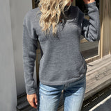Women Knitted Sweater Autumn Solid Color