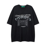 Men T Shirt Hip Hop Graffiti Embroidered Patch Short Sleeve T-shirt
