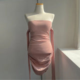 Women Dresses Bow Strapless Dress