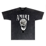 Amiri T-shirt Washed and Worn Retro Short Sleeve T-shirt