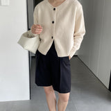 Women Cardigan Sweater Autumn Thick Sweater Button Long Sleeve round Neck Short Top Cardigan Coat 8t3119