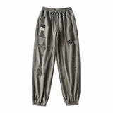 Women Sweatpants Ripped Leisure Sports Pants Loose Close up Ankle-Tied Sweatpants