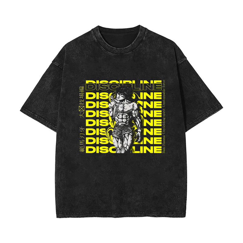 Washed retro cotton t-shirt printed washed old short sleeves