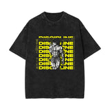Washed retro cotton t-shirt printed washed old short sleeves