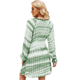 Women Dress Long Sleeve Tie-Dye Dress Mini Dress