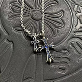 Chrome Hearts Necklace Vintage Double Cross Diamond Pendant for Men and Women