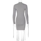Women Dresses Spring Sexy Hollow out Long Sleeve Narrow Dress