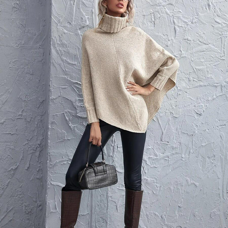 Women Knitted Sweater Coat Autumn and Winter Turtleneck Sweater Top