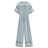 Women Pants Spring and Summer Short Sleeve One-Piece Trousers Wide Tube Jumpsuit