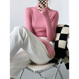 Women T Shirt Modal Turtleneck Bottoming Shirt Women's Slim Fit Long-Sleeved T-shirt Top