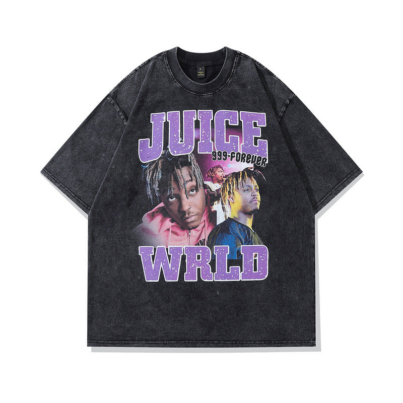 Men's T Shirt Hiphop Old Short-Sleeved T-shirt Men's and Women's Oversize