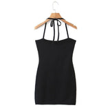 Women Sweater Knitwear Knitting Suit Sexy Sling Dress Ripped Sweater Two-Piece Set