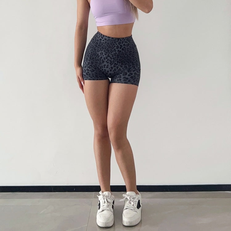 Women Yoga Sports Shorts Leopard Print Sexy Workout Pants Women Quick-Drying Running Shorts