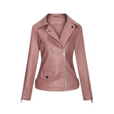 Red Leather Jacket Fall Winter Coat Women Pu Lapel Short Slim Jacket Women