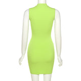 Women Dresses Summer Sleeveless round Neck Sexy Hollow Slim Sheath Dress (Bla0420)