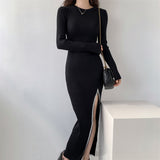Women Maxi Dress Spring and Autumn Knitted Dress