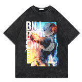 Washed retro T-shirt graphic casual cotton short sleeves