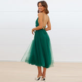 Women Date Dress Summer Sexy Tulle Skirt V-neck Dress Dress
