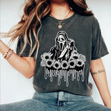 Washed Vintage Cotton Halloween Print Street T-Shirt