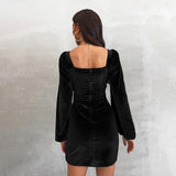 Women Dress Sexy Cutout Sheath Velvet Dress