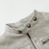 Women Jacket Short Biker's Leather Jacket Stand Collar Autumn and Winter PU Leather Jacket