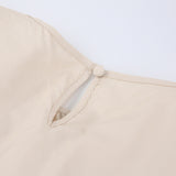 Women Dress Casual Hollow round Neck Puff Sleeve Dress