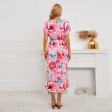 Women Date Dress Sexy V-neck Bat Sleeve Irregular Fishtail Skirt