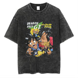 Anime cartoon dragon ball vintage wash print short sleeve t-shirt