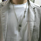 Chrome Hearts Necklace Men's and Women's Cross Double Pendant Vintage Necklace