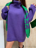 Ladies Leisure Knitwear Long Sleeve Turtleneck Sweater Autumn Winter Sweater