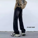 Men Jeans Ripped Jeans Summer Washed Distressed Wide-Leg Straight Pants