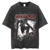 Vintage washed anime cotton T-shirt Harajuku