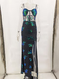 Women Evening Gown Sexy Green Sequins Dress Evening Dress