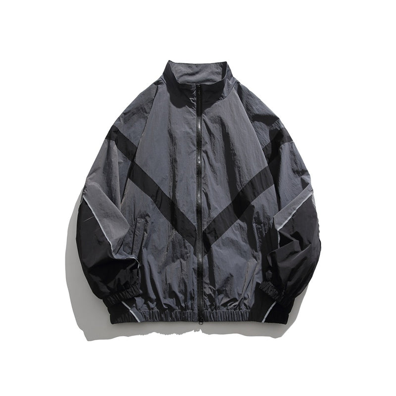 Unisex Jacket Retro Patchwork Contrast Color Loose Lapel Jacket