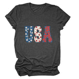 T-shirt usa flower print personalized short-sleeved top