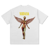 Mens Vintage Rock Band T-Shirt NIRVANA METALLICA Printed Short Sleeve T-Shirt Summer Top