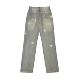 Men Jeans Vintage XINGX Printed Worn Looking Washed-out Jeans