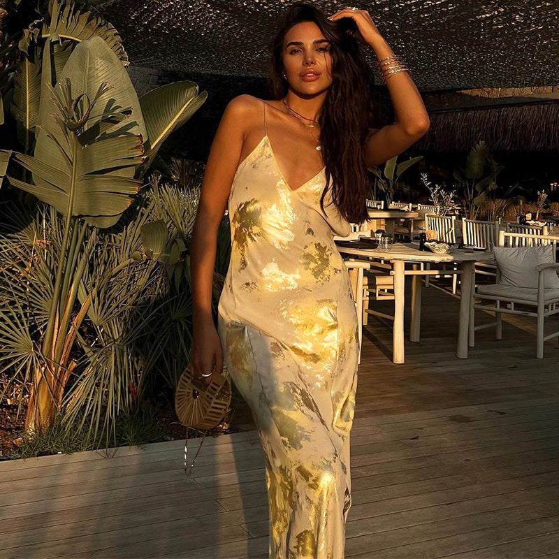 Women Dresses Spring/Summer Sexy Backless Spaghetti Straps Dress