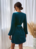 Women Dress Autumn and Winter V-neck Velvet Sexy Dress