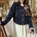 Women Knitwear Autumn and Winter round Neck Sweaters Cardigan