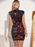 Women Evening Gown Sexy Sleeveless Vintage Party Sequins Dress