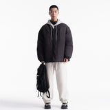 Unisex Winter Cotton Coat Solid Color Pocket Decoration Stand-up Collar Cotton-Padded Clothes