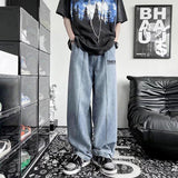 Men Jeans Oversize Autumn Wide Leg Pants Baggy Straight Trousers