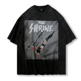 Men T Shirt Retro Loose round Neck Half-Sleeved T-shirt