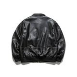 Unisex Winter Cotton Coat Three-Dimensional Pocket Decoration Lapel Cotton-Padded Coat Retro Loose PU Leather Cotton-Padded Jacket