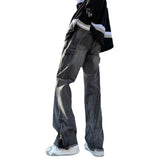 Men Jeans Oversize Zipper Jeans Summer Slim-Fit Micro Flared Pants